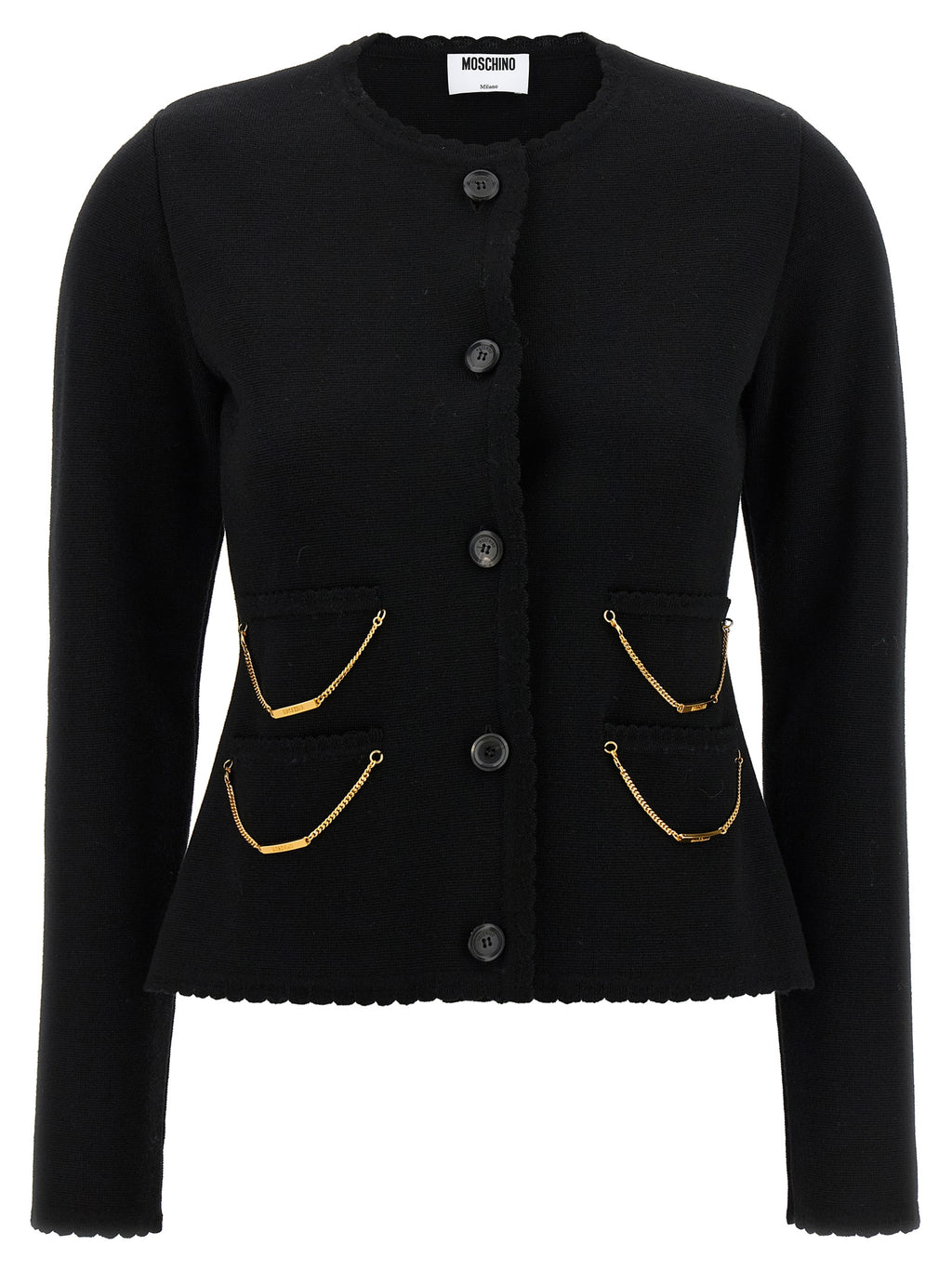 Moschino Black Virgin Wool Cardigan
