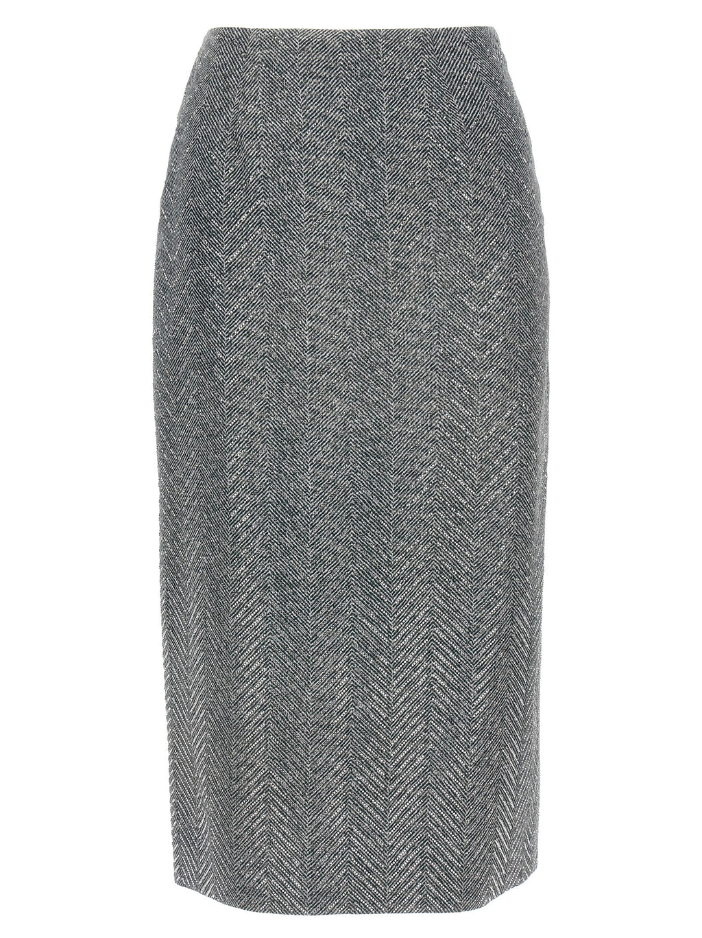 Ermanno Scervino Gray Silk Midi Skirt