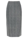 Ermanno Scervino Gray Silk Midi Skirt
