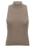 Brunello Cucinelli Brown Cashmere Sleeveles Sweater