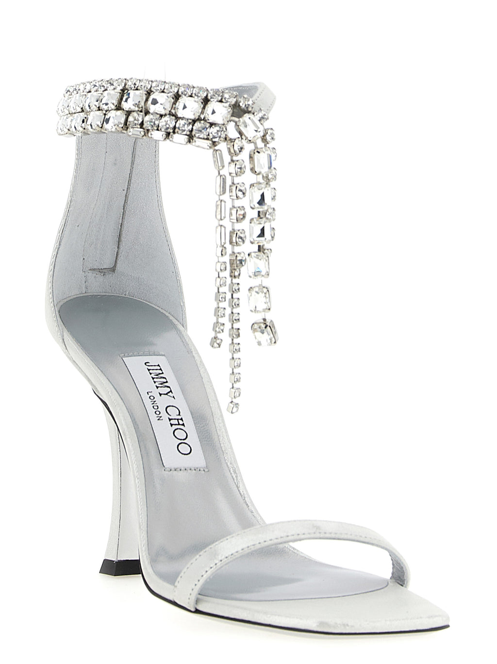 Jimmy Choo Silver Leather Stiletto Heel Sandals