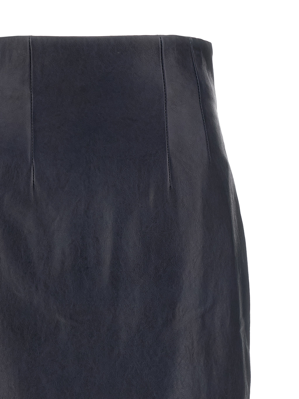 Khaite Blue Lamb Leather Midi Skirt