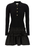 Ganni Black Viscose Short Dress