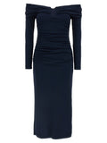 Carolina Herrera Blue Marabou Midi Dress