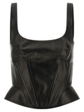 Ermanno Scervino Black Lamb Leather Tank Tops
