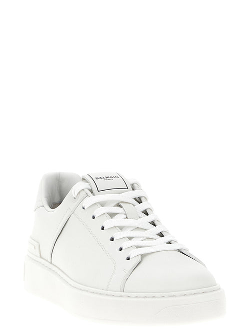 Balmain Weiße Low-Top-Sneaker aus Kalbsleder