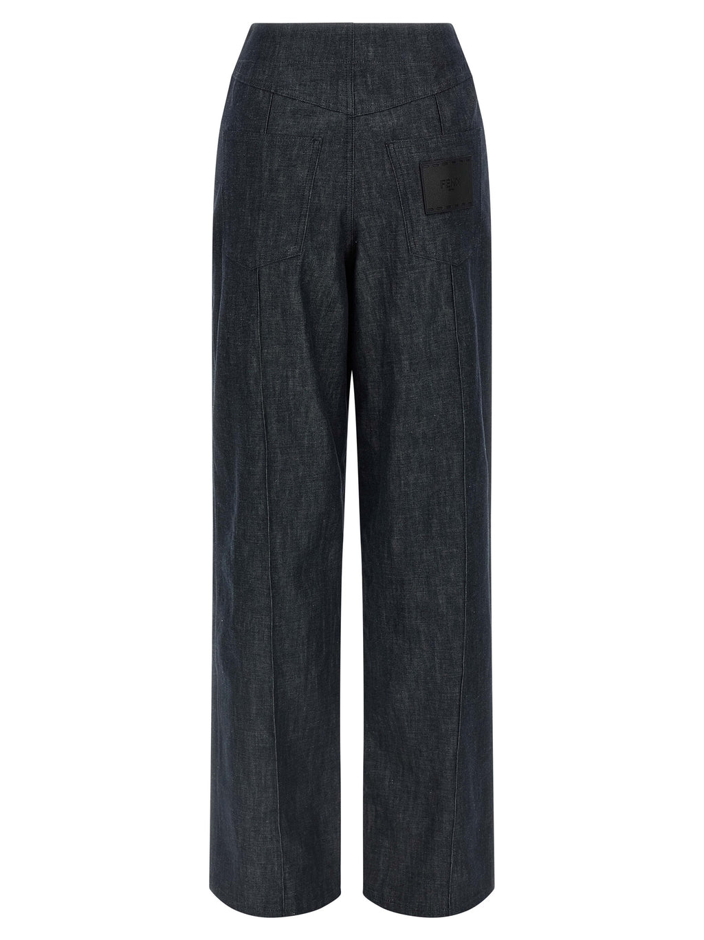 Fendi Blue Cotton High-Waisted Jean