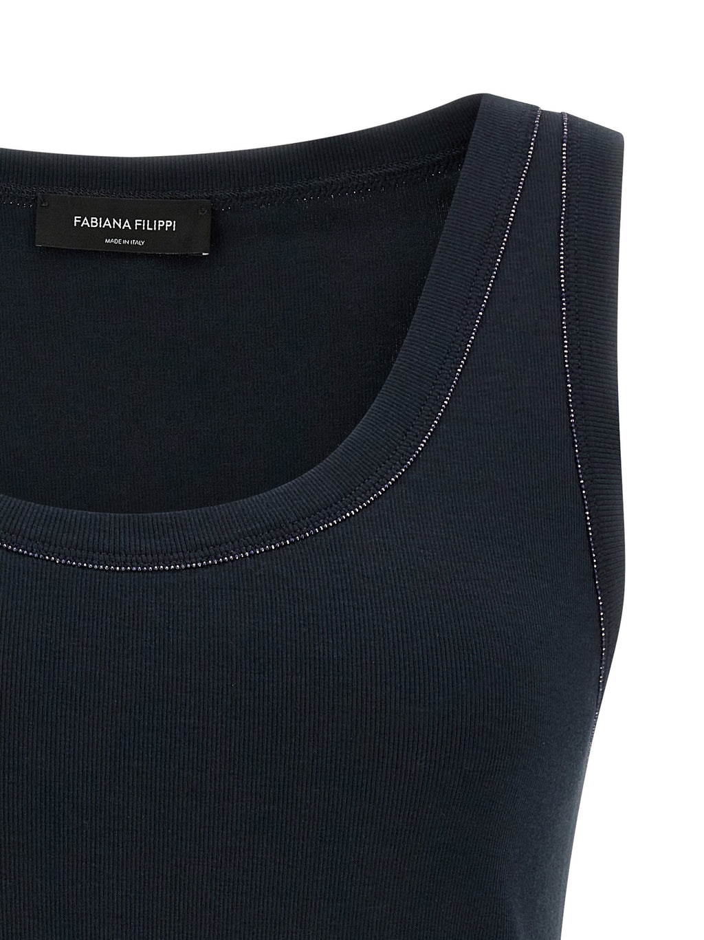 Fabiana Filippi Blue Cotton Sleeveles T-Shirt