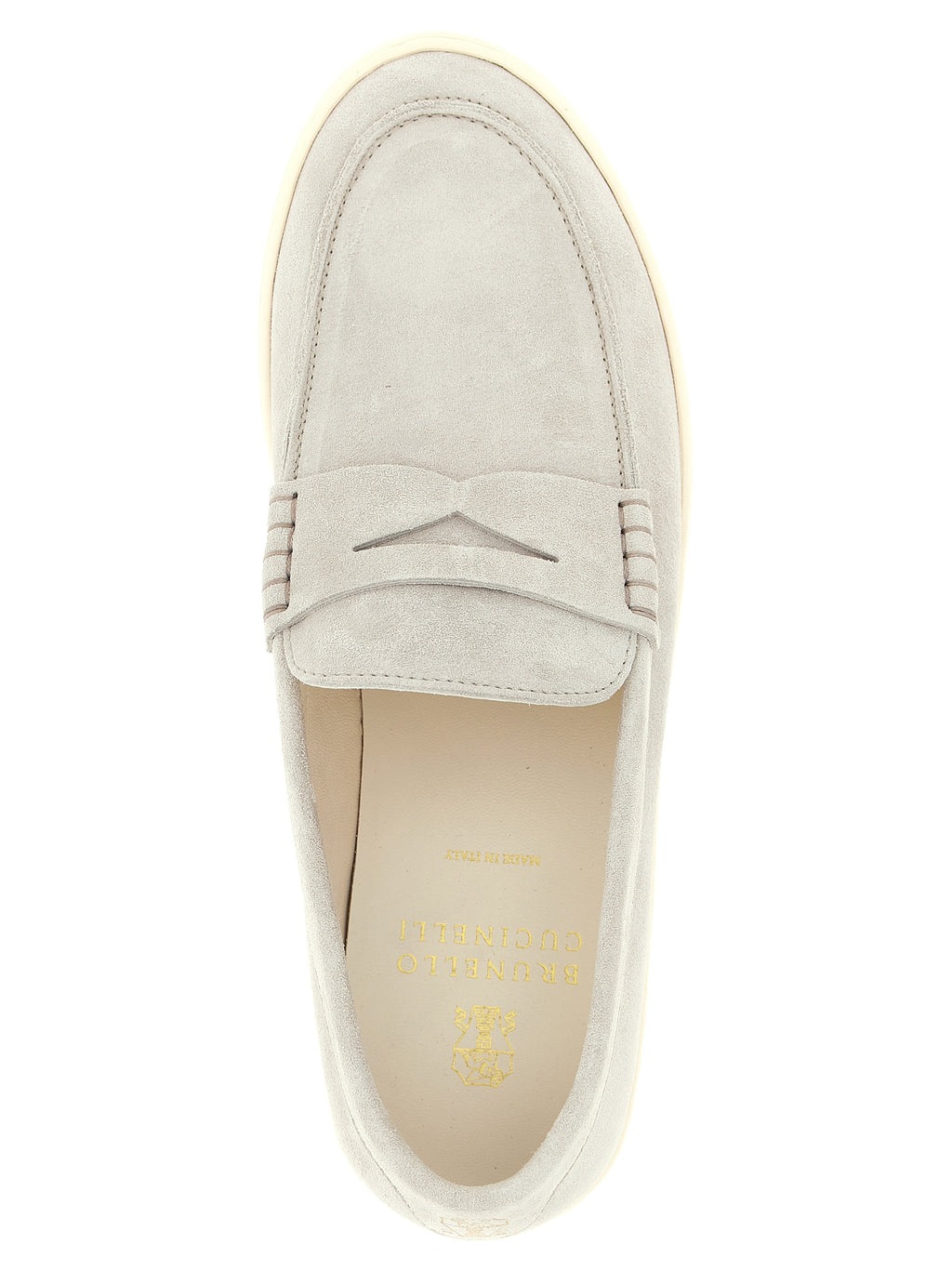 Brunello Cucinelli Gray Calfskin Slip-On Loafers