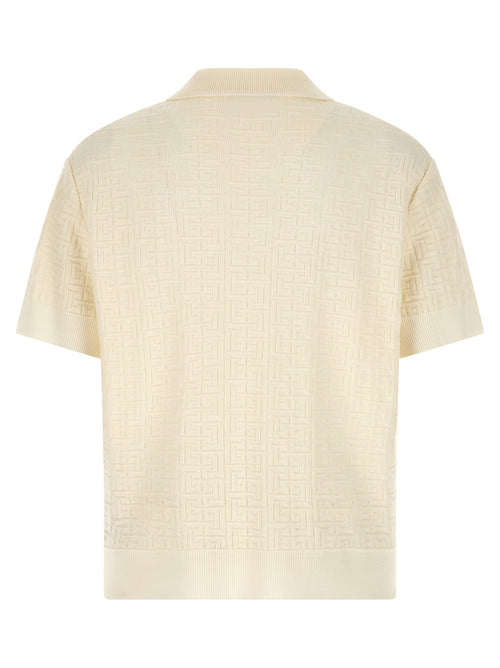 Balmain Polohemd aus weißer Wolle