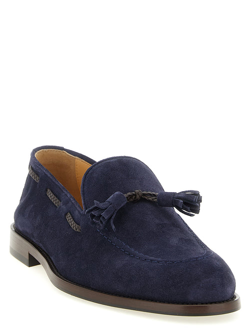 Brunello Cucinelli Slipper aus blauem Kalbsleder