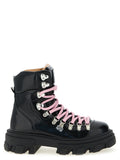 Ganni Black Polyester Lace-Up Boots