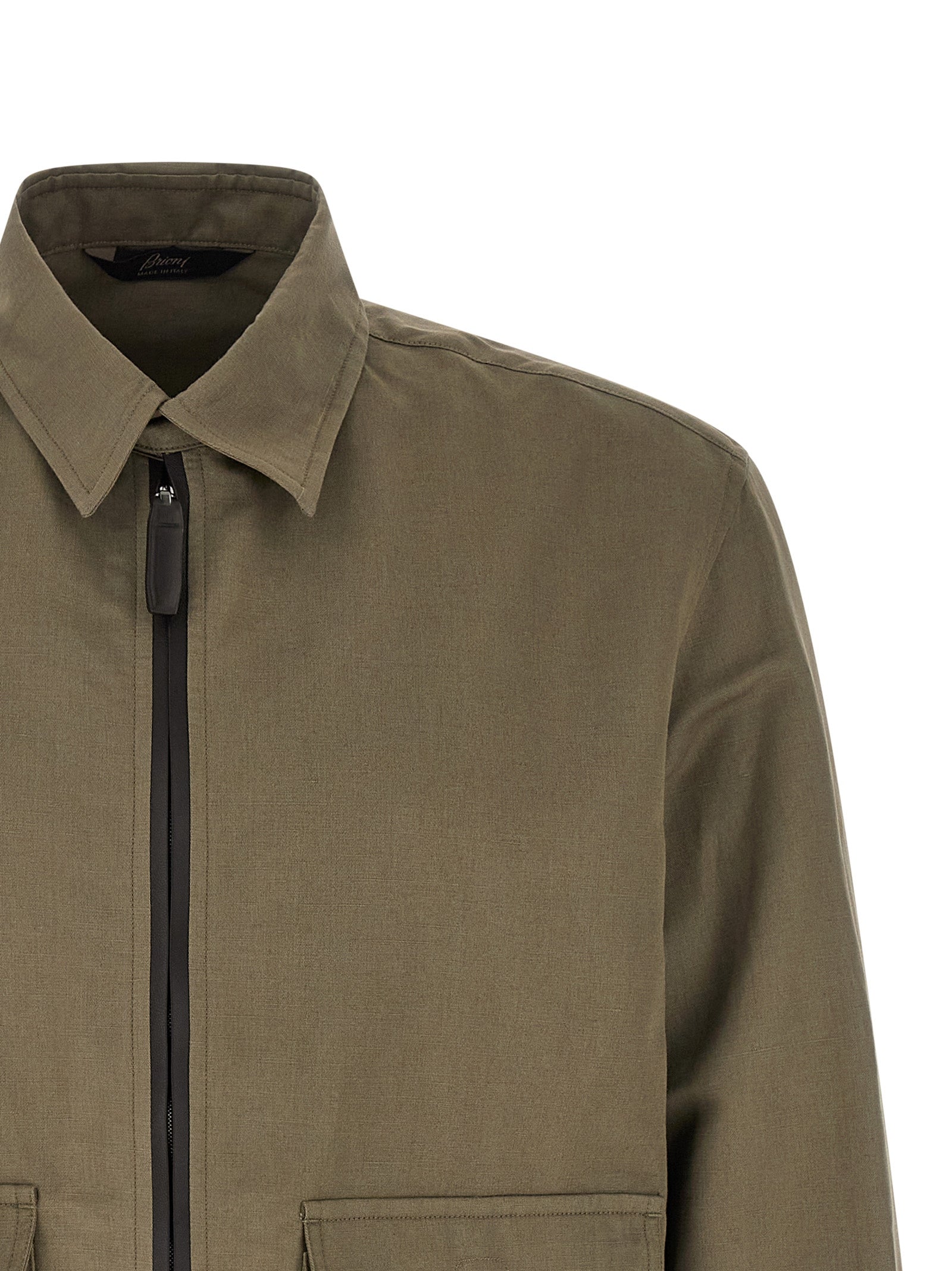 Brioni Bicolor Linen Full-Length Jacket