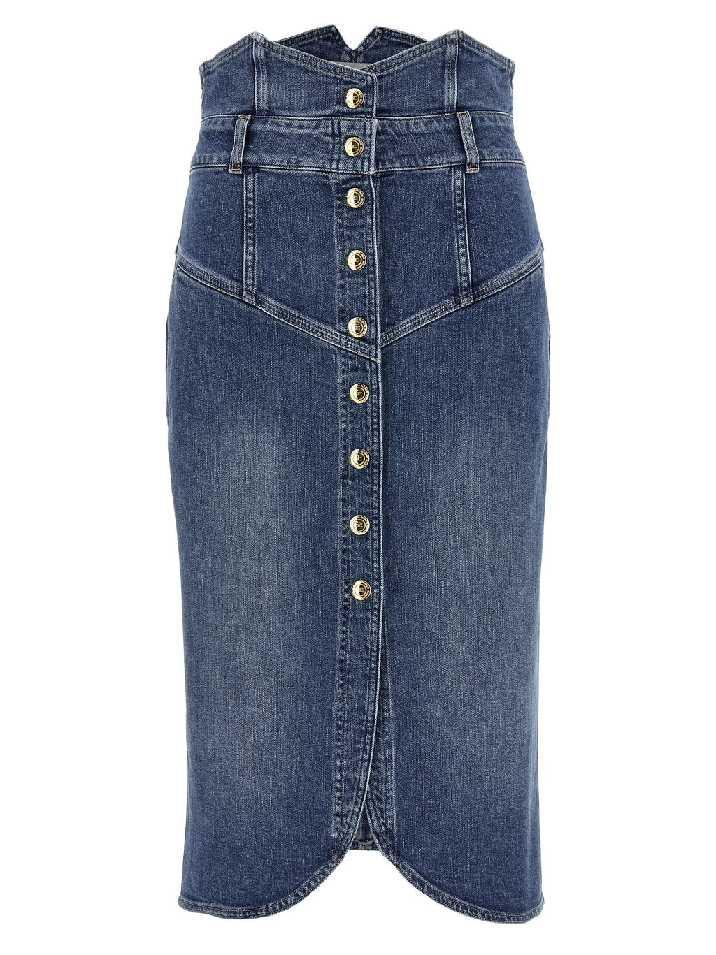 Elisabetta Franchi Blue Cotton Midi Skirt