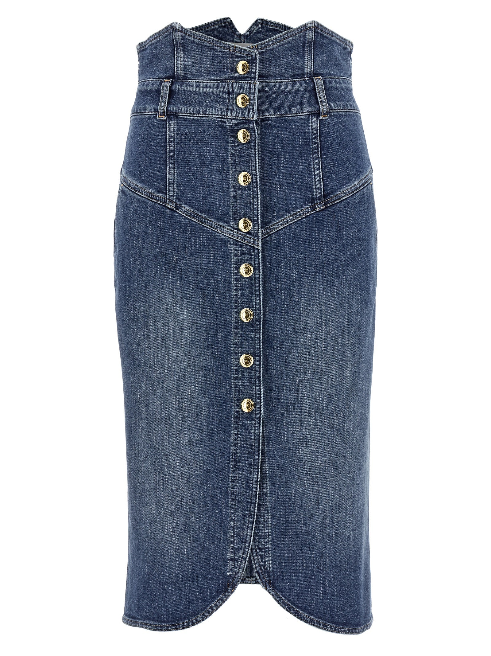 Elisabetta Franchi Blue Cotton Midi Skirt