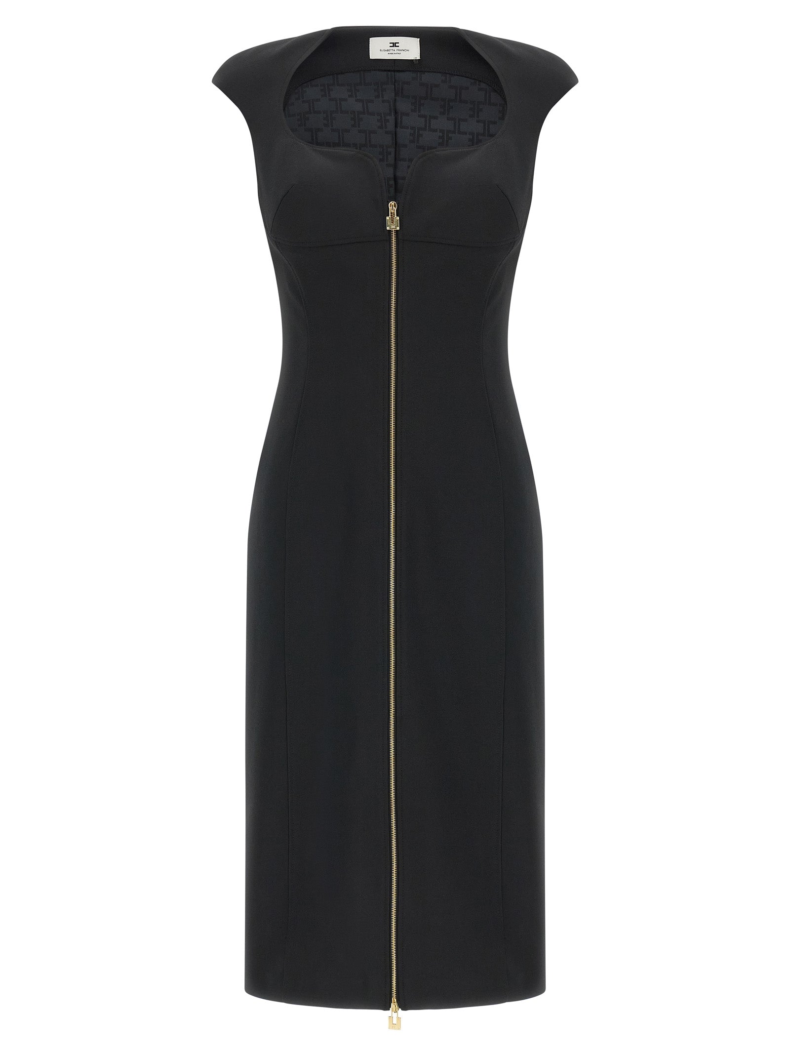 Elisabetta Franchi Black Polyester Midi Dress
