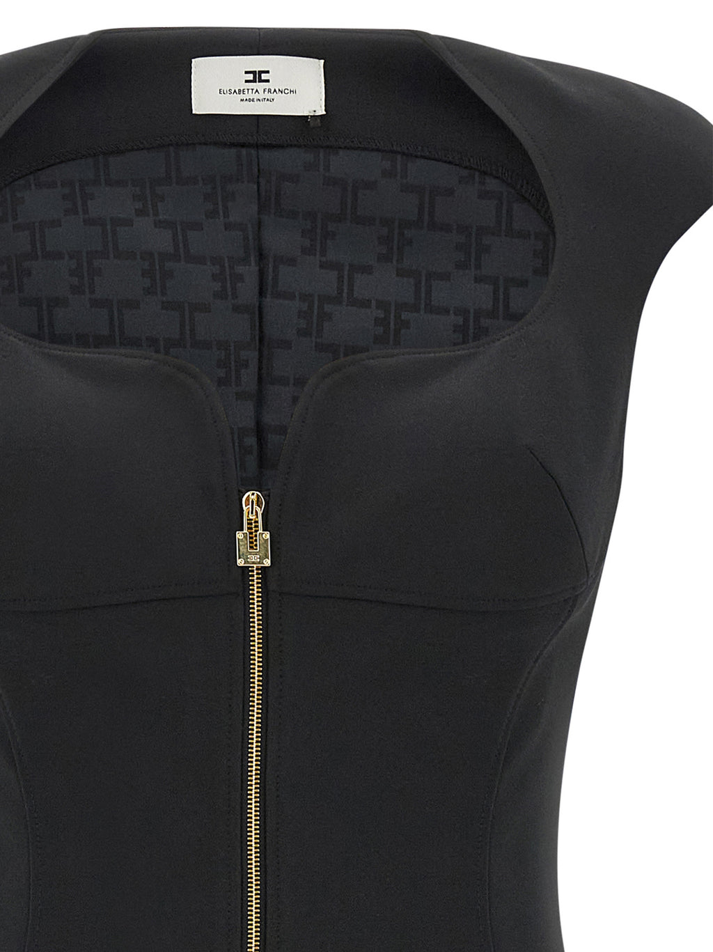 Elisabetta Franchi Black Polyester Midi Dress