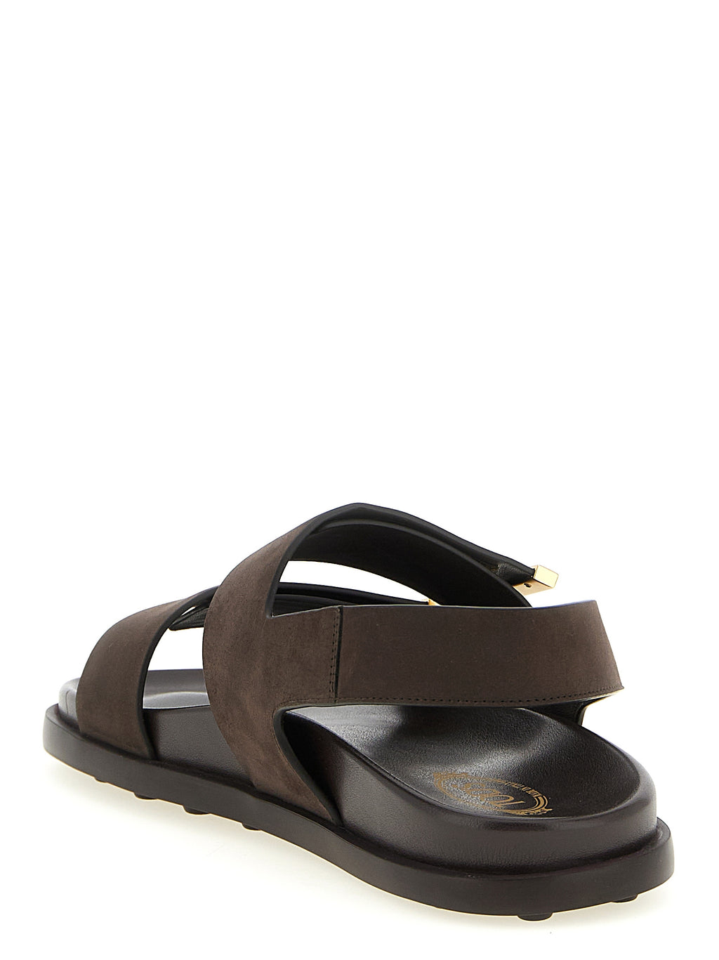 Tod's Brown Calfskin Flat Sandals