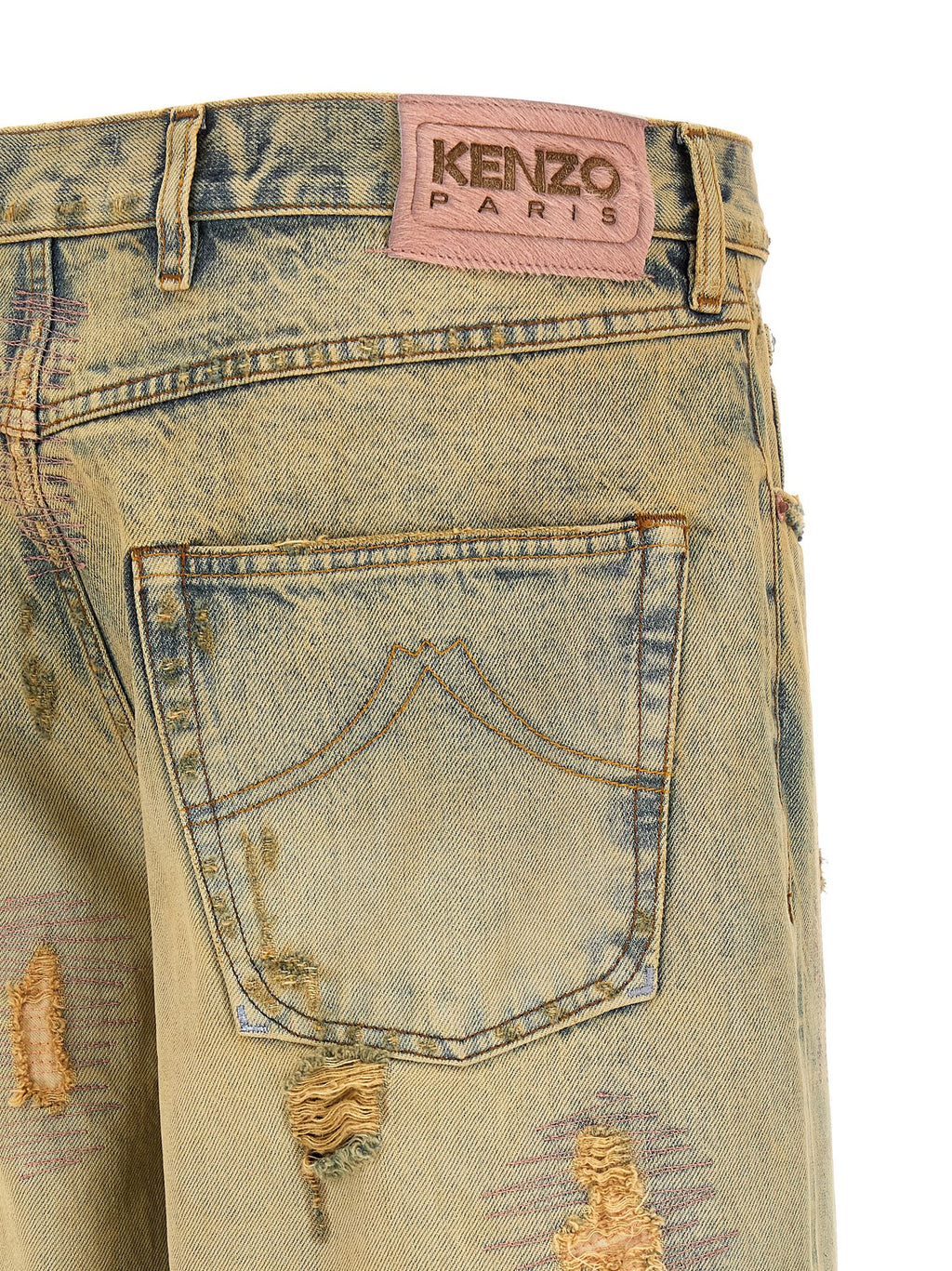 Kenzo Bicolor Cotton Straight-Leg Jeans