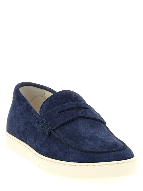Brunello Cucinelli Slipper aus blauem Kalbsleder
