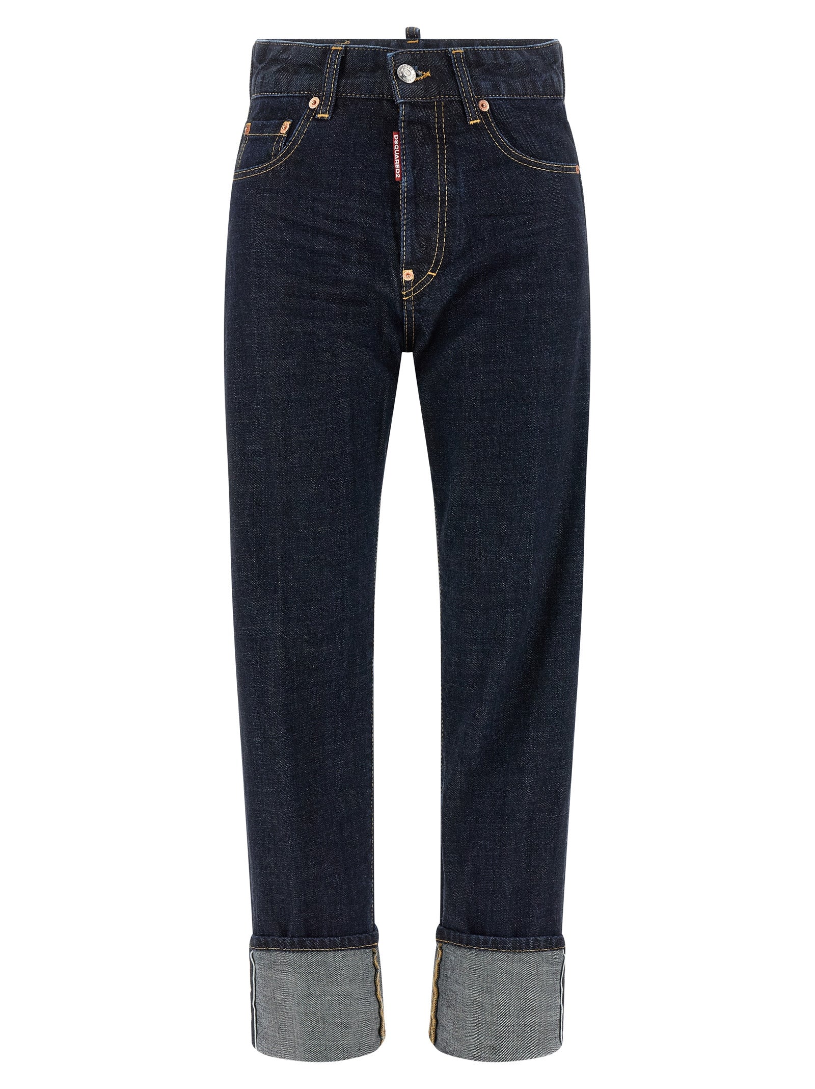 Dsquared² Blue Cotton Straight-Leg Jeans