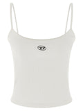 Diesel White Cotton Tank Tops