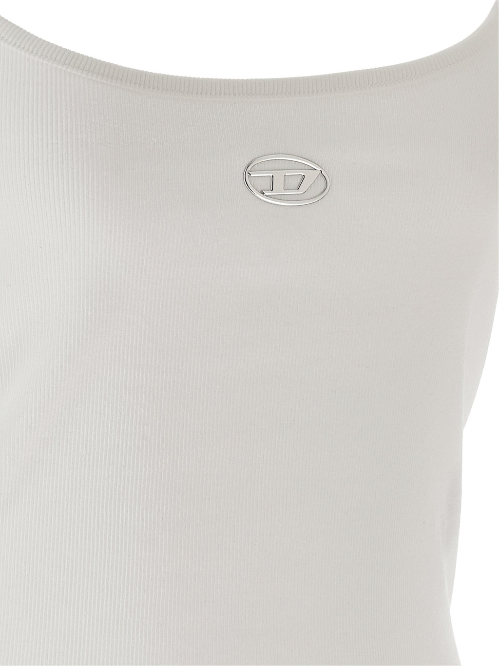 Diesel White Cotton Tank Tops