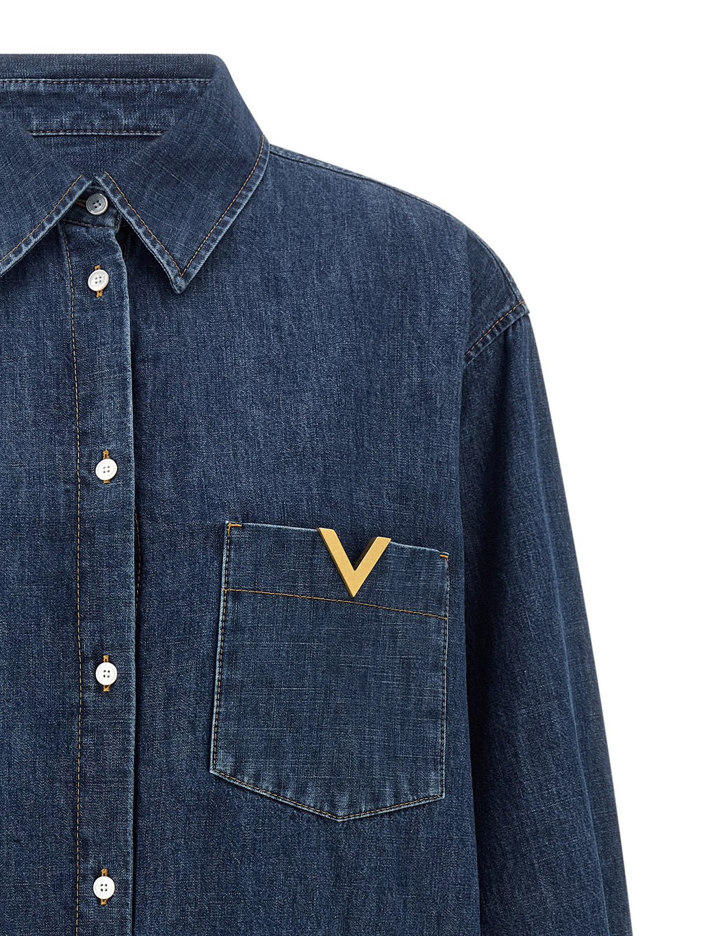 Valentino Garavani Blue Cotton Blouse