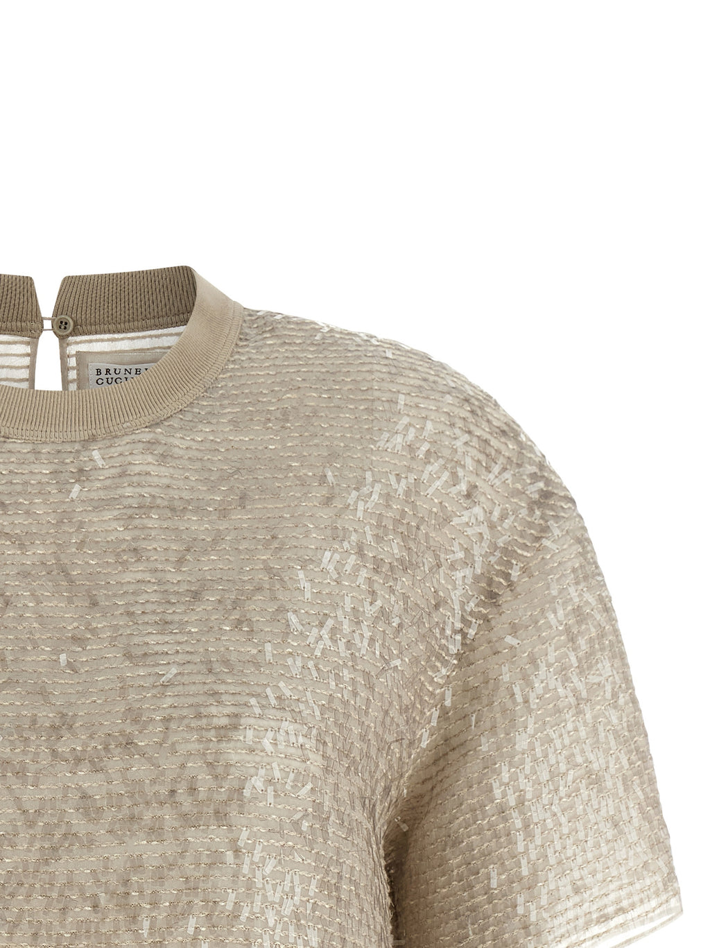 Brunello Cucinelli Beige Silk T-Shirt