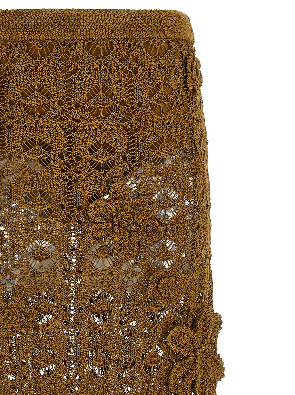 PINKO Brown Cotton Midi Skirt