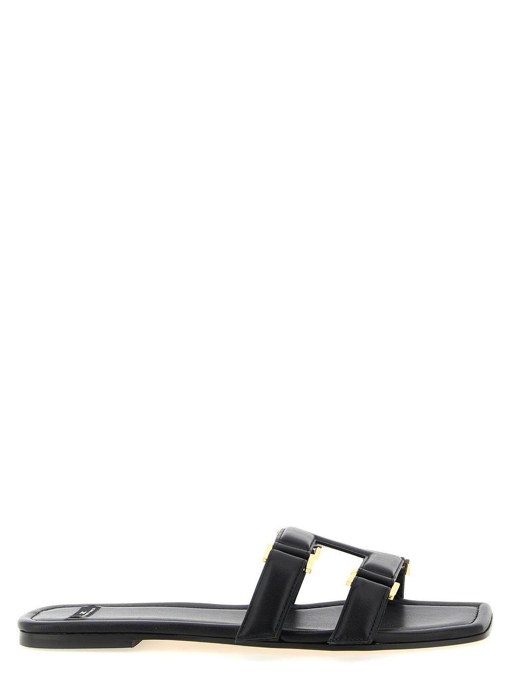 Elisabetta Franchi Black Lambskin Slides