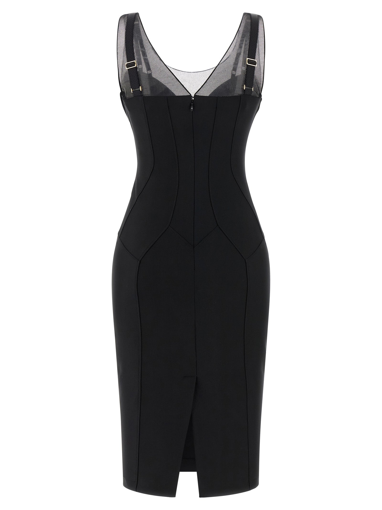 Elisabetta Franchi Black Polyamide Midi Dress