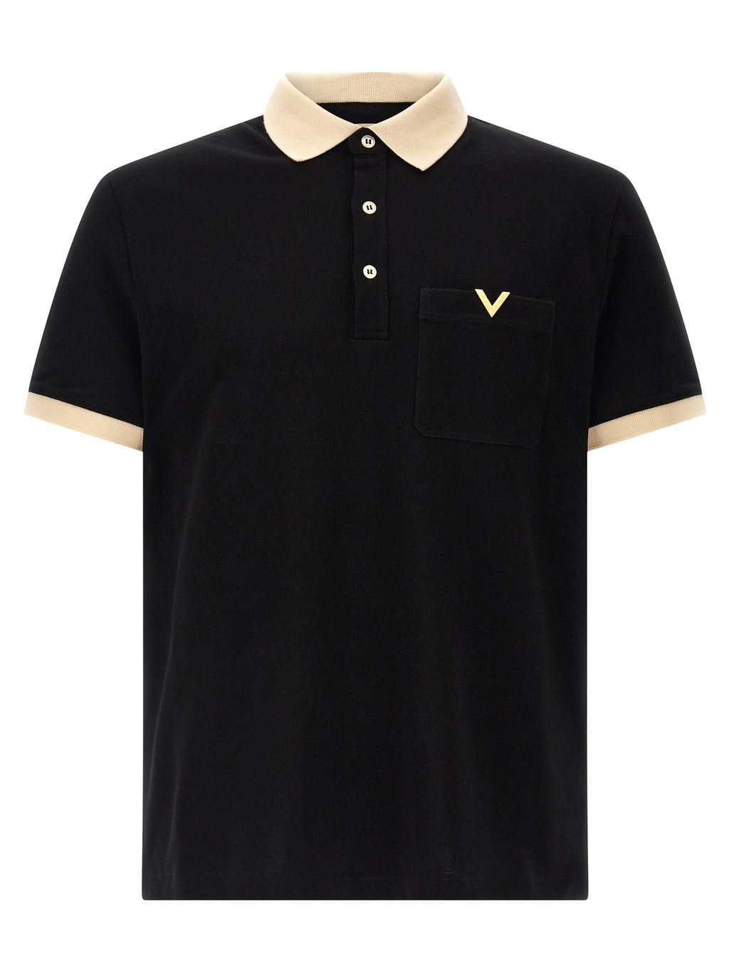Valentino Garavani Black Cotton Polo Shirt