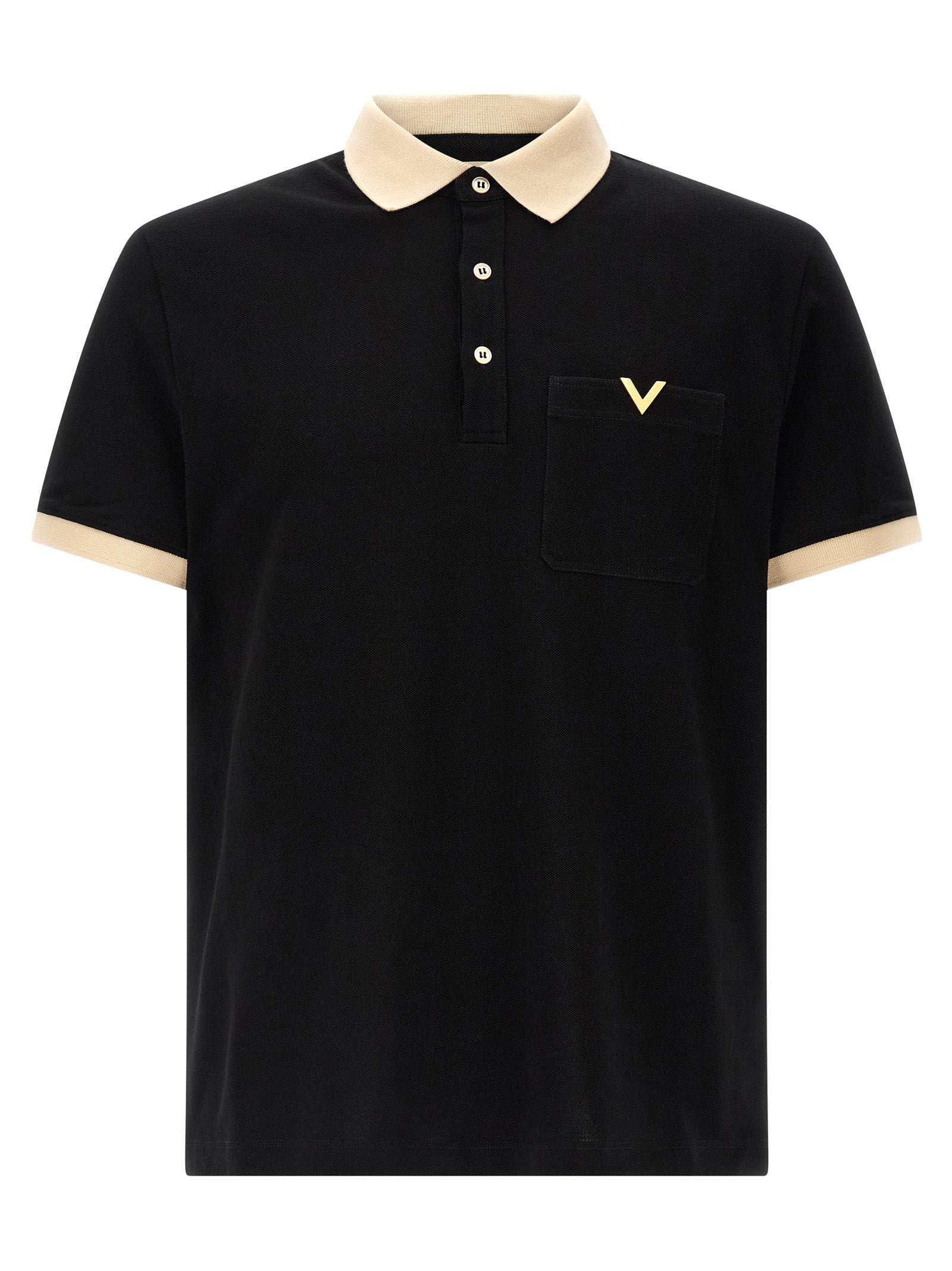 Valentino Garavani Black Cotton Polo Shirt