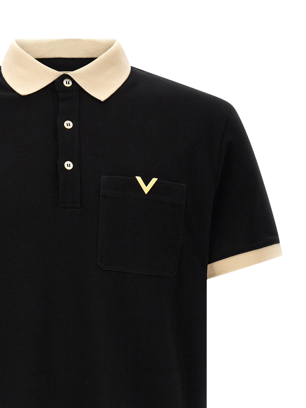 Valentino Garavani Black Cotton Polo Shirt