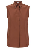 Brunello Cucinelli Brown Cotton Blouse