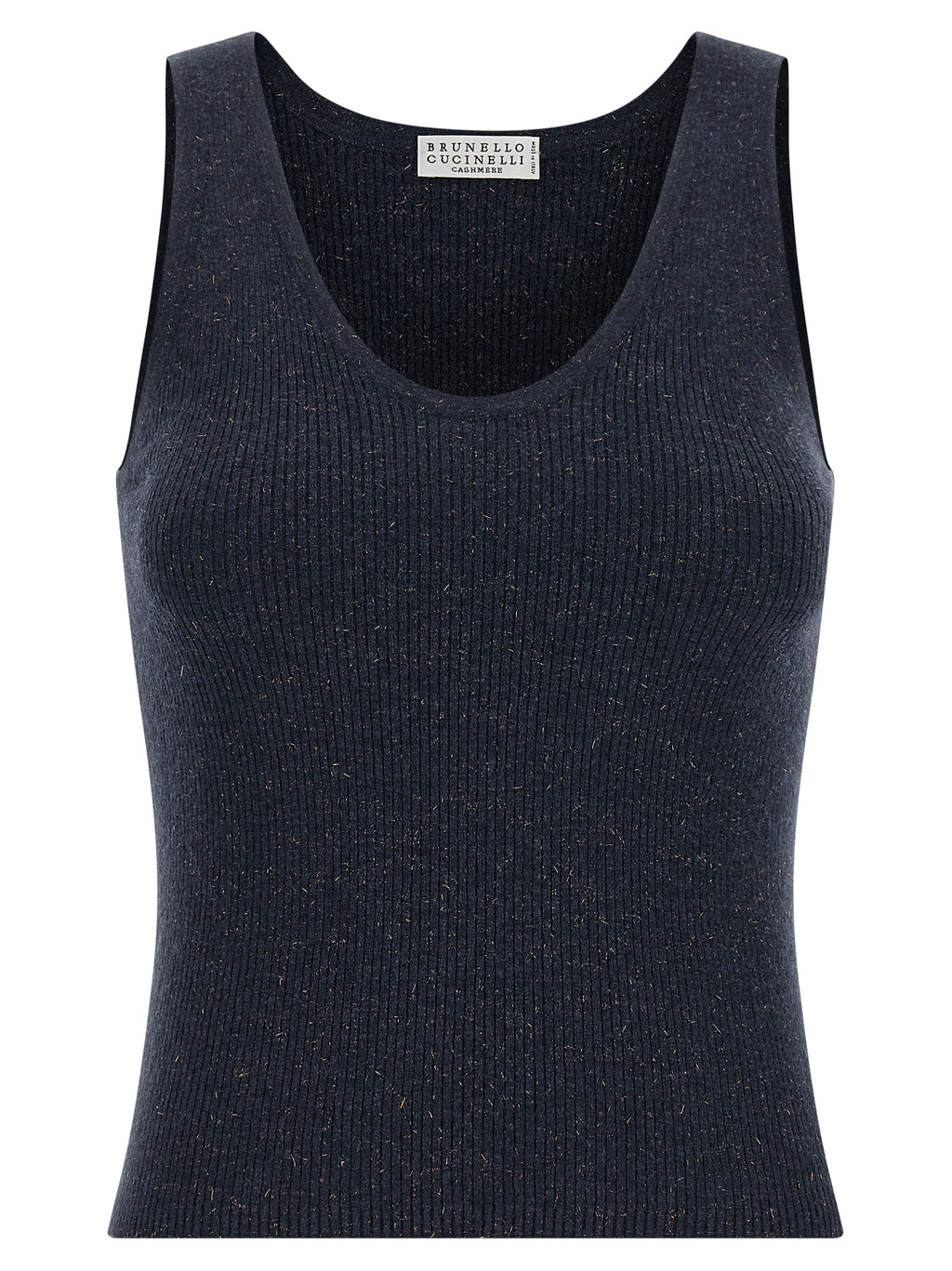 Brunello Cucinelli Blue Cashmere Sleeveles T-Shirt