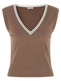 Brunello Cucinelli Brown Cotton Tank Tops