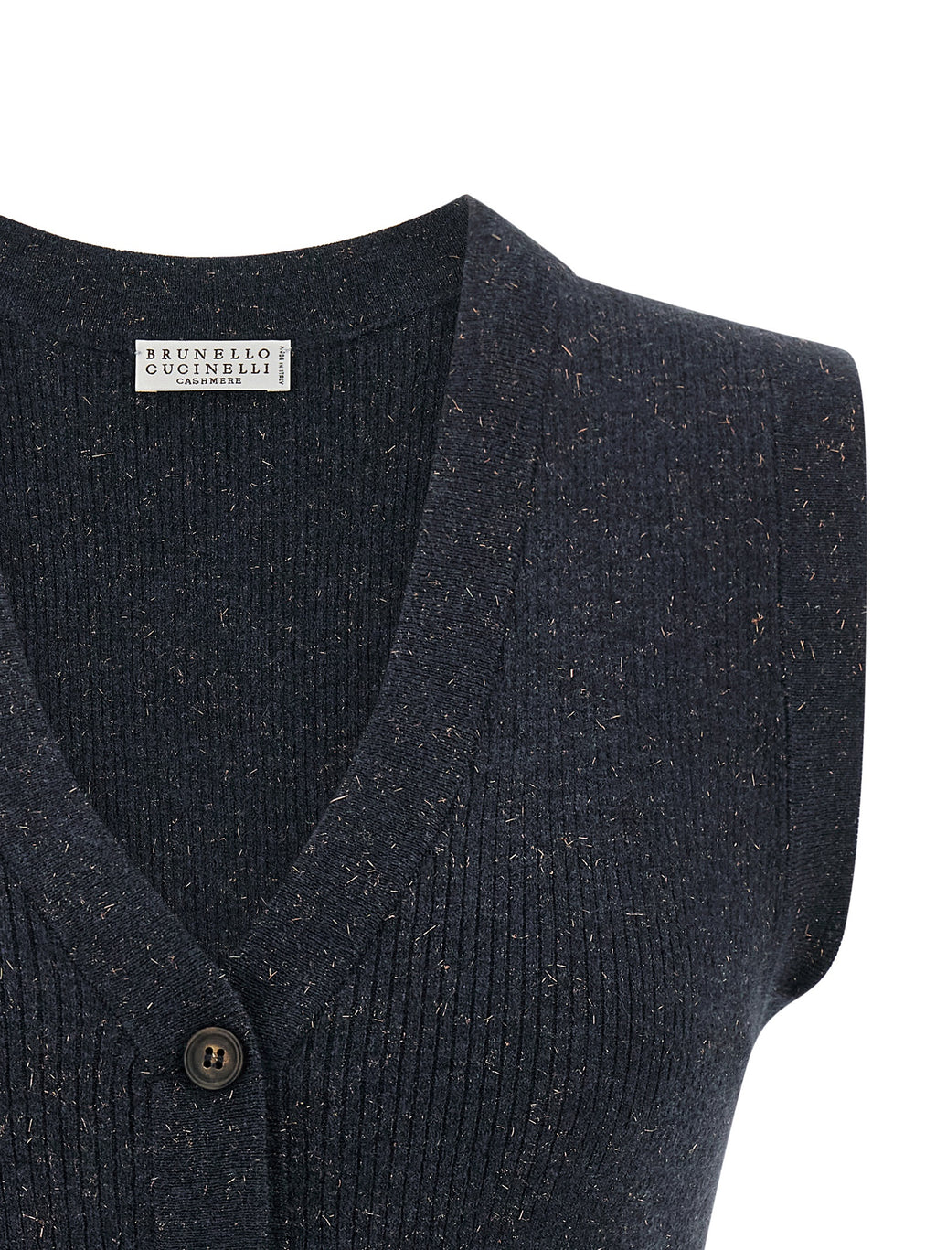 Brunello Cucinelli Blue Cashmere Sleeveless Jacket