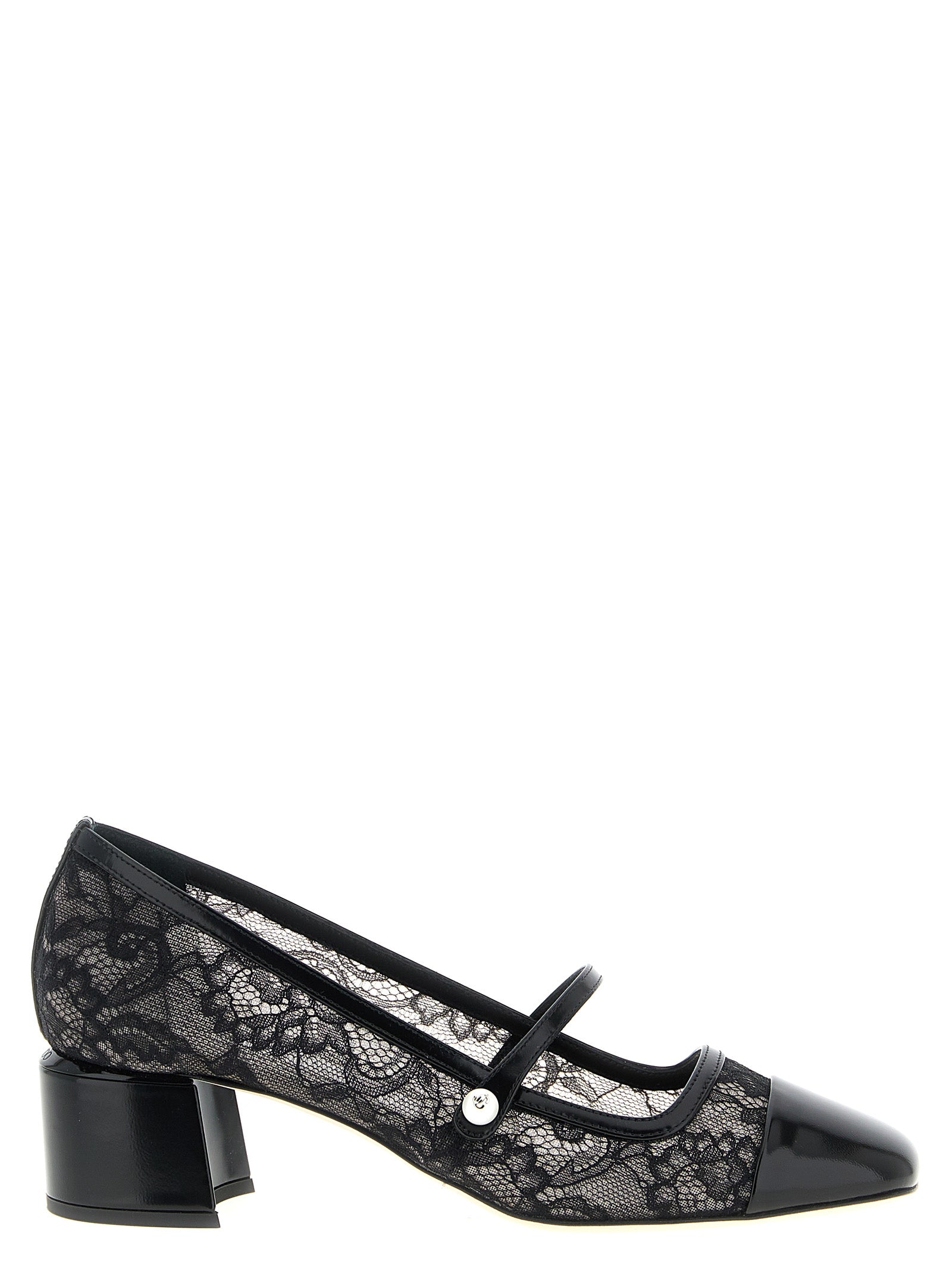 Jimmy Choo Black Tencel Mid Heel Pumps