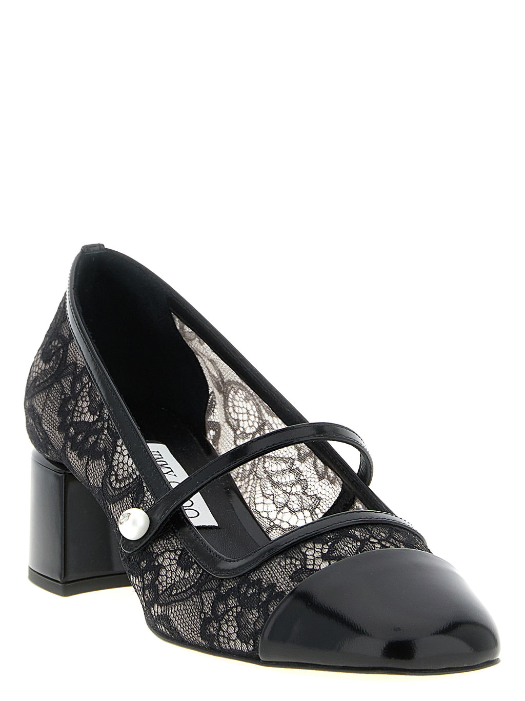 Jimmy Choo Black Tencel Mid Heel Pumps