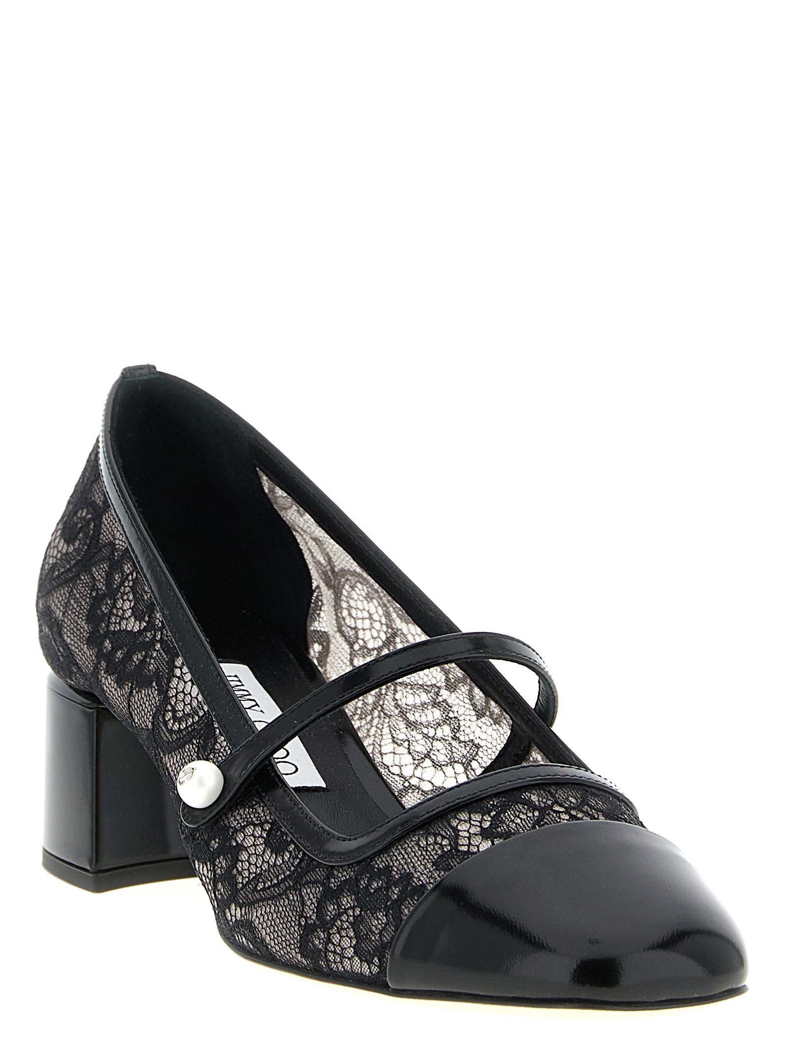 Jimmy Choo Black Tencel Mid Heel Pumps