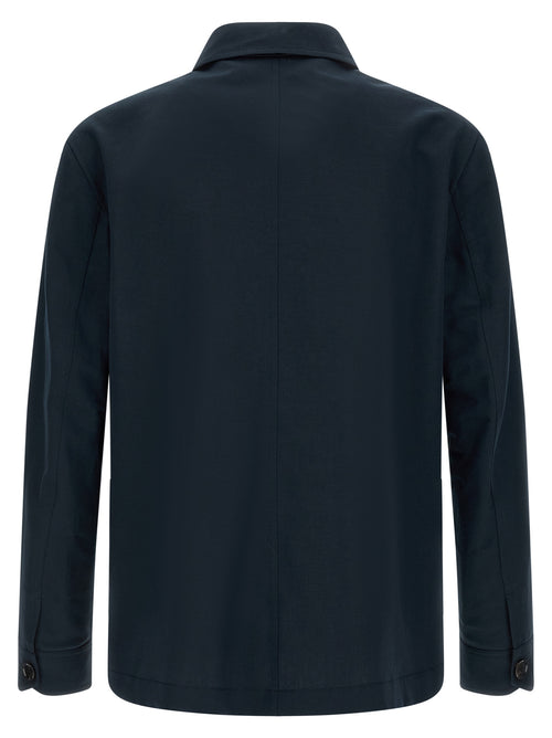 Brioni Blaues Leinen-Sakko in voller Länge