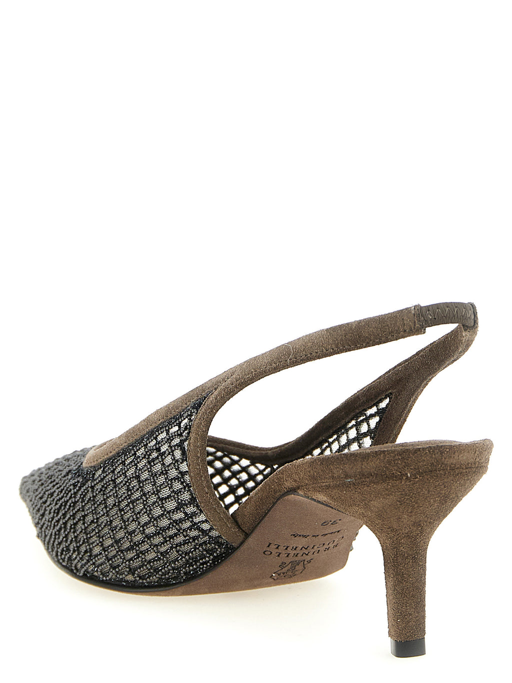 Brunello Cucinelli Brown Calfskin Mid Heel Pumps