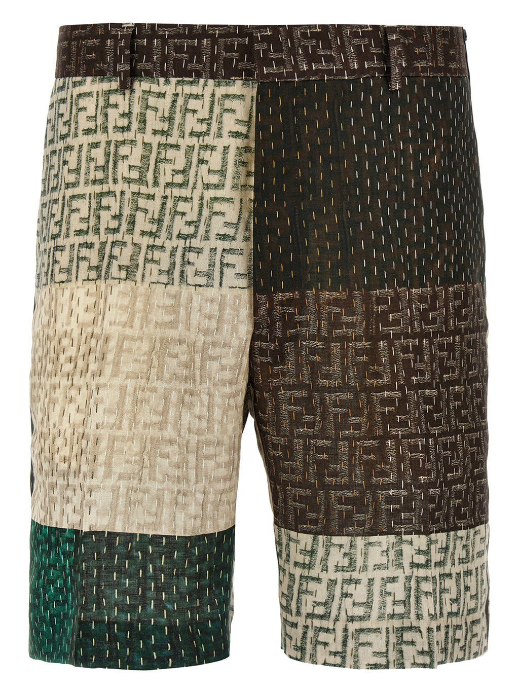 Fendi Multicolor Linen Bermuda Shorts