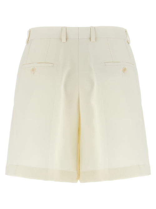 Brioni White Silk Bermuda Shorts