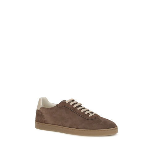 Brunello Cucinelli Beige Kalbsleder Bos Taurus Low Top Sneakers