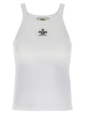 Fendi White Cotton Sleeveles T-Shirt