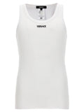 Versace White Cotton Sleeveles T-Shirt