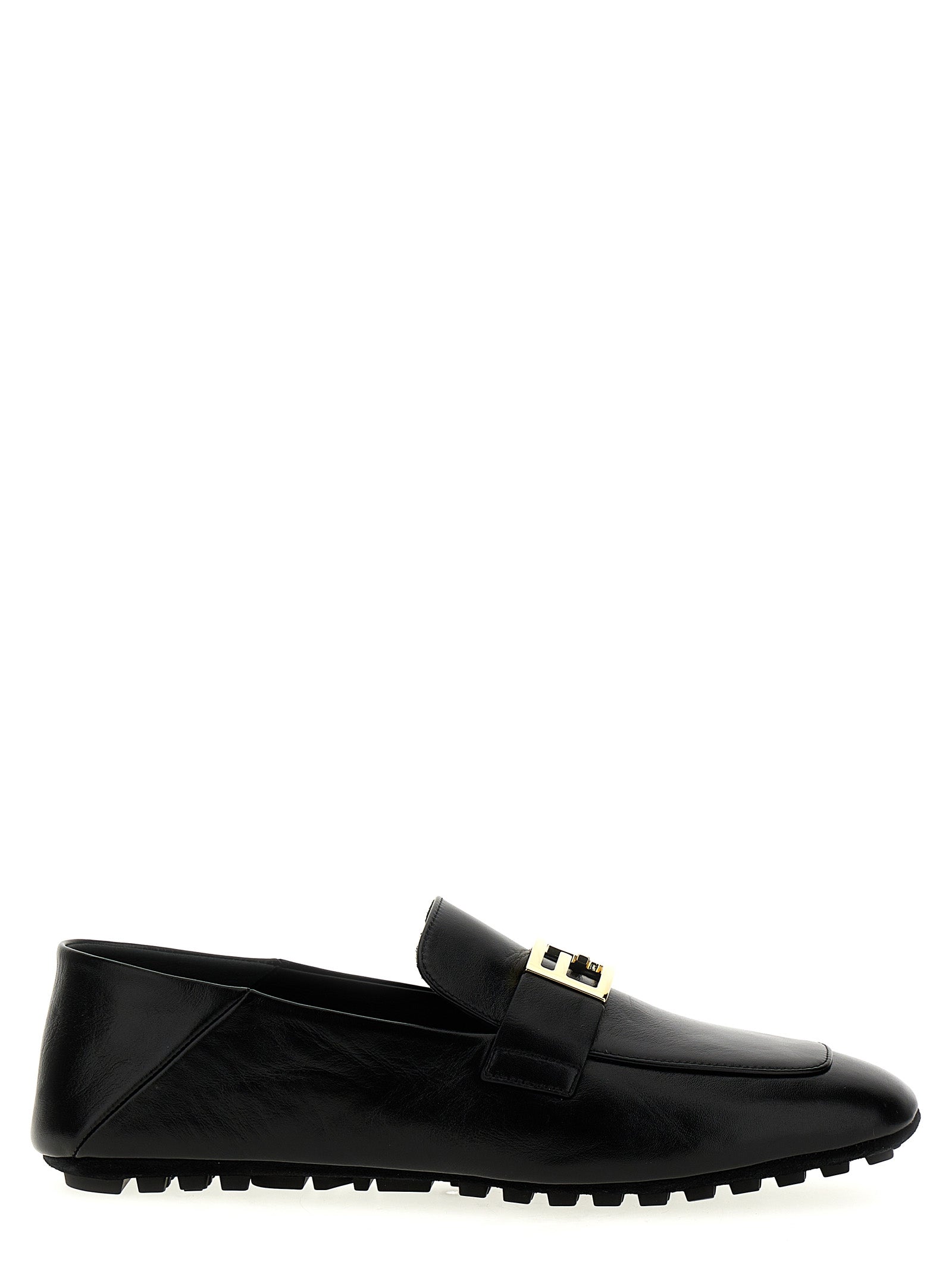 Fendi Black Lamb Leather Slip-On Loafers